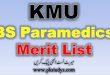BS Paramedics KMU Merit List 2022 CAT Entry Test Result