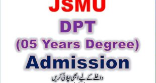 Application Form for JSMU DPT Admission 2022-2023 Apply Now