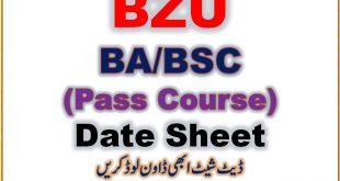 BA BSC Supplementary Exams BZU Date Sheet 2022 check now