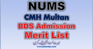 BDS Admission MUMS CMH Multan Merit List 2023 check online