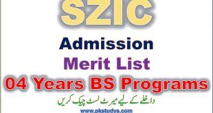BS Program Admission SZIC BS Merit List 2023 Check Online