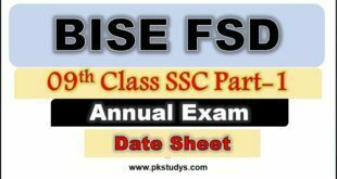 Download BISE FSD 09th Class Date Sheet 2023-bisefsd.edu.pk