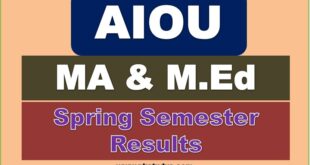 Download Online AIOU MA M.Ed Result 2022 Spring Semester