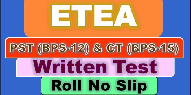 Check Online ETEA PST & CT Roll Number Slip 2022 ESED