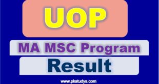 Download Online UOP MA MSC Result 2022 Regular & Private