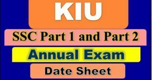 Download Online KIU Matric Date Sheet 2022 Annual Exam