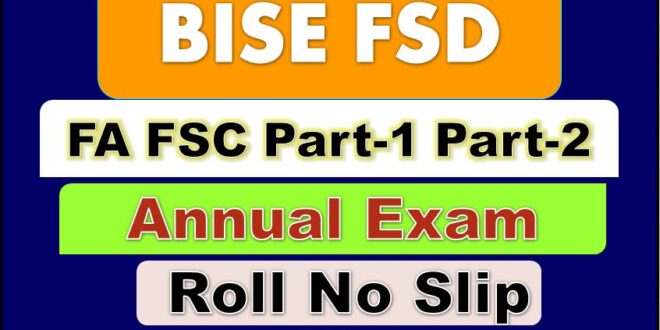 Download Online BISE FSD Board FA FSC Roll No Slip 2022