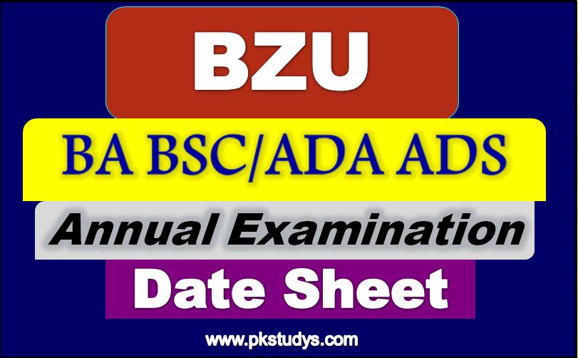 Download Online BZU BA BSC ADA ADS Date Sheet 2022