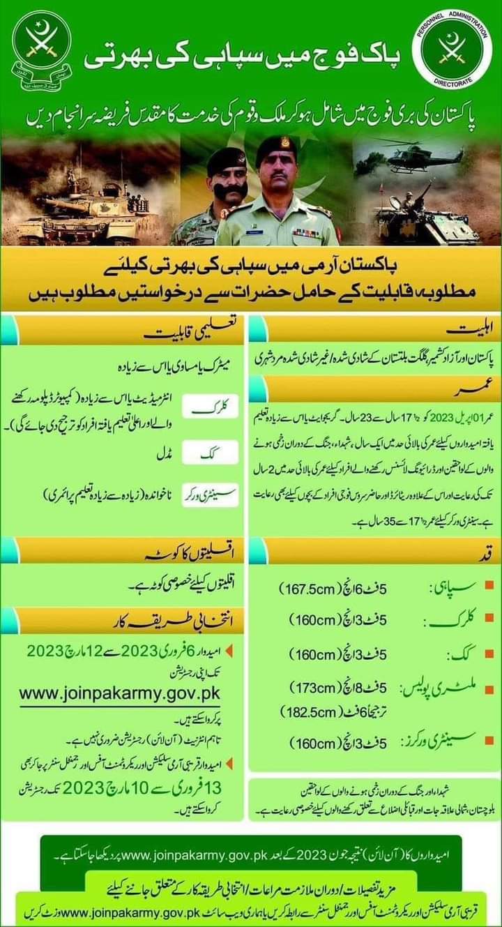 Pak Army Online Registration 2023-joinpakarmy.gov.pk